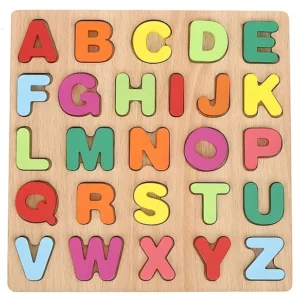 YAMAMA Alphabet Wooden Puzzle Game Toy For Kids Baby Alphabet Matching Early Educational Children Montessori Board Puzzle Toy Multicolor